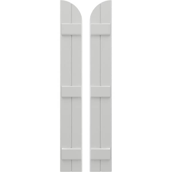 Ekena Millwork Americraft 2-Board (3 Batten) Wood Joined Board-n-Batten Shutters w/ Arch Top, ARW401BQ207X77STH, PR ARW401BQ207X77STH - main